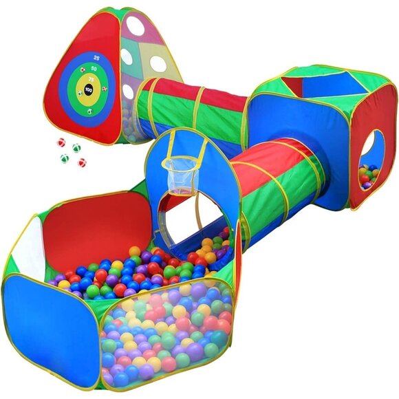 5pc Kids Ball Pit Tents and Tunnels Jungle Gym Play Tent with Crawl Tunnel Toy - Picture 1 of 8
